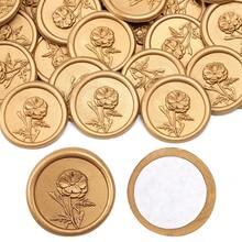 20pcs/Pack 3D Floral Pattern Wax Seal Stickers, Self-Adhesive Wax Seal Stickers, Suitable For Gifts, Wedding Invitation Envelopes Sealing - Brown - 3D Flower-brown - View 5