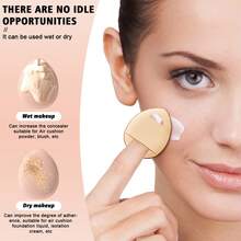 50Pcs/6pcsMulti Color Pink Nude Brown Makeup Sponge & Velvet Powder Puff Set Dry Wet Dual Use Cosmetic Blending Sponge Triangle Round Mini Puff For Foundation Concealer Loose Powder Makeup Tools - Apricot - View 8