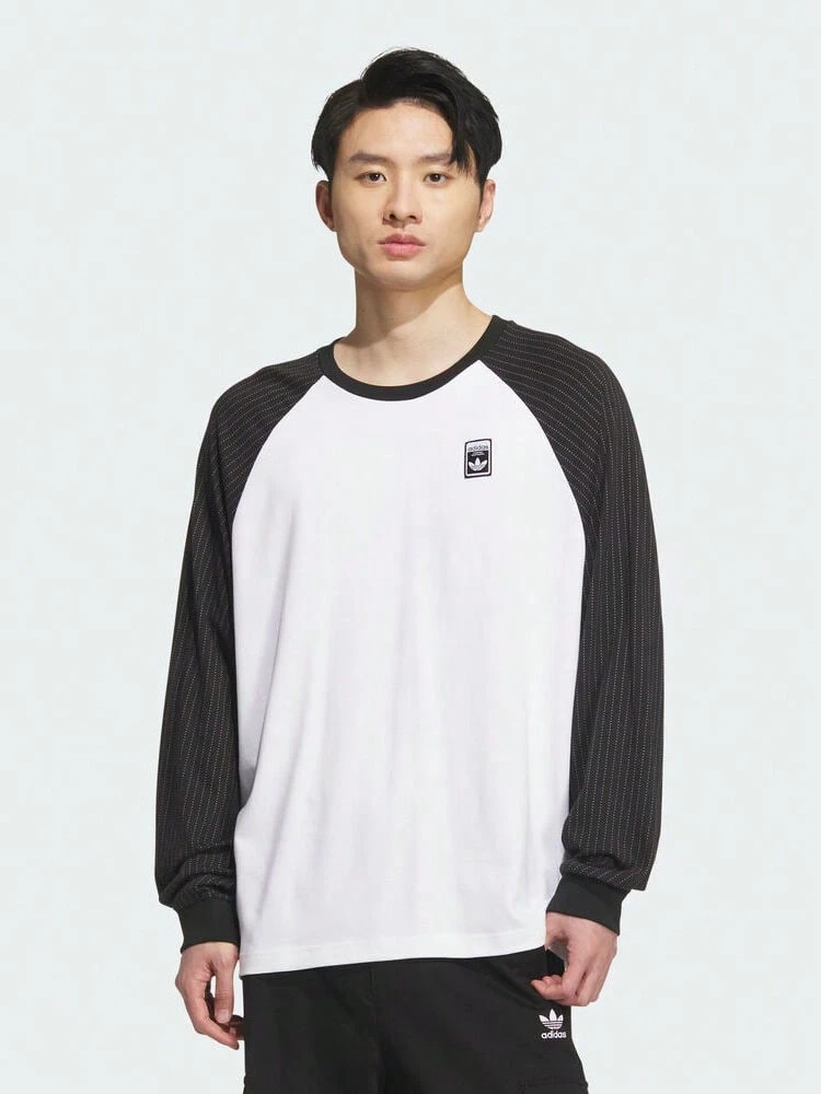 Adidas Originals 男士 WABASH TEE 3 長袖針織無領 T-Shirt TKD1854 - 黑與白 - 查看 1