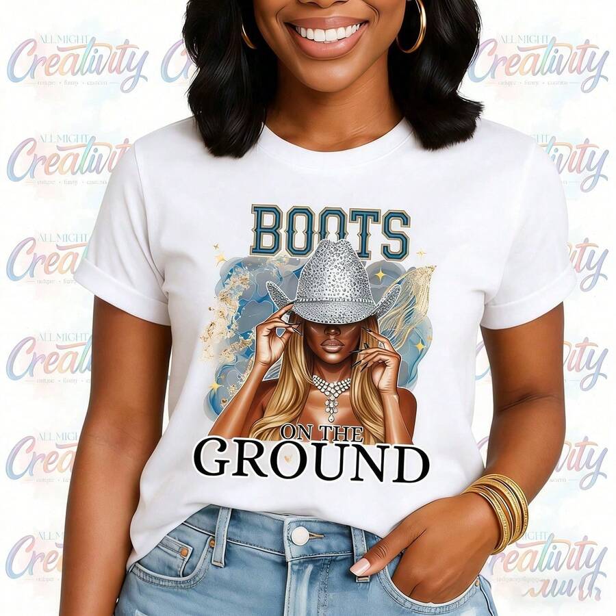 Camiseta vaquera de con estampado de rodeo sureño - Blanco - Ver 1
