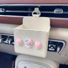 Cute Car Air Vent Storage Bag Car Phone Storage Hanging Bag Car Storage Box (Clips Black White Randomly Sent) - Multicolor - View 14