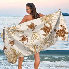 1pc Ultra-Fine Microfiber Beach Towel - Lightweight Quick-Dry, Tropical Turtle Design, Soft Polyester Material, Machine Washable, Multi-Functional For Beach, Camping, Swimming, Exercise And Travel - Multicolor - View 10
