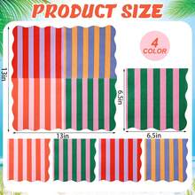 20/40/60pcs Bright Vertical Stripe Wavy Edge Disposable Paper Napkins, 4 Colors Available, 2-Ply Wavy Edge Summer Beach Style Color Block Print Napkins, Suitable For Tropical Brunch, Outdoor Picnic, Garden Party, Colorful Birthday Tableware, 13*13 Inches - View 2