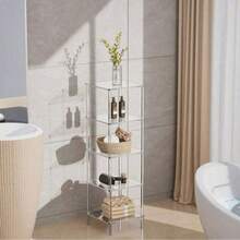 4/5/6-Tier Acrylic Transparent Bookshelf, Vertical Corner Storage Rack, Suitable For Living Room, Bedroom, Bathroom, Small Spaces - Multicolor - View 4