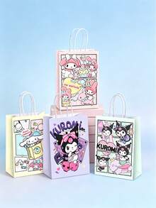 5入卡通圖案禮品袋，Kitty、Melody、Kuro、Cinna馬卡龍配色，柔軟可愛色調，活潑俏皮圖案，適合生日、派對、紀念品等場合，送禮或個人使用皆完美 - 多色 - 查看 4