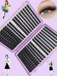 384簇 D款 8-16mm 混長 0.07mm 防水水貂毛輕量 DIY 睫毛簇，適合自然到濃艷妝容，適用日常與活動，單簇假睫毛，美妝工具 - D - 查看 3