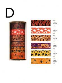 24/6pcs Halloween Washi Tape Set, Pumpkin Ghost Bat Tombstone Pattern Decorative Masking Tape, Vintage Halloween Themed Craft Tape For Journal Scrapbook Gift Wrapping Halloween Party Decor Supplies, Halloween Decoration, Halloween DIY Handicrafts, Halloween Party Supplies - Multiple Styles - View 9
