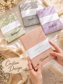 Personalized Custom Name Hardcover Notebook - Elegant Script Monogrammed Linen Journal, Customized Text Gift Option, Ideal For Bridesmaids, Groomsmen, Birthdays, Graduations & Wedding Favors, Perfect For Daily Journaling,Office & School Use - Cloth Notebook - View 1