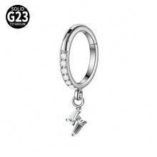 1PC G23 Titanium Carving Zirconia 16G Septum Clicker Ring Segment Hinged Dangel Various Styles Tragus Helix Daith Piercing Jewelry - As Shown - View 17