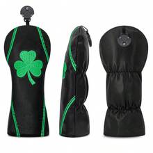 1PC Golf Headcover For Driver Fairway Wood Hybrid, Embroidered Four-Leaf Clover Pattern, Dustproof Durable PU Material, Practical Golf Accessory, Nice Festival Gift - Multicolor - View 10