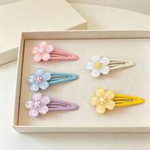5pcs Cute Sweet Cherry Blossom Hair Clips For Women, Bangs Clips, Hair Accessories, Hairpins, Headwear (Cardboard Not Included) - Yellow - View 10