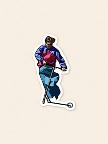Funny Oliver Tree Sticker, Singer Riding Scooter Vinyl Decal For Laptop, Music Video Parody Sticker For Helmet & Skateboard, Quirky Fan Merchandise Gag Gift For Friends - Multicolor - View 1