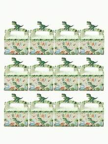 2/12/24pcs Dinosaur Party Favor Boxes With Handles, Roaring Birthday Snack Boxes, Cartoon Jungle Candy Gift Boxes, Suitable For Boys Children Birthday Party, Safari Party Supplies - Cute Dinosaur Gift Box - View 7