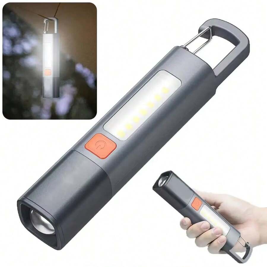 1PC Mini Zoomable LED Flashlight, High Bright Long Range COB Flood Light Portable Torch With Lock Buckle Design For Outdoor Camping Emergency Daily Use - Flashlight - View 1