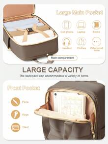 Unisex Travel Backpack, Fits 15.6 Inch Laptop, For College, Meets Airline Carry-On Personal Item Standards, Laptop Business Commute Sports Backpack - Khaki - View 3