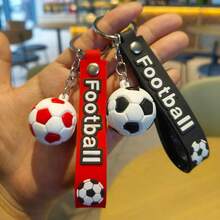 6pcs Football Keychains, Non-Squeezable, Hard Texture, Football Keychain Set, Not A Toy, Bulk Keychains, Gift Bag Fillers, Inspirational Football Key Rings, Football Keychain Gifts, Suitable For Sports Carnival Rewards, Random Colors - Multicolor - View 6