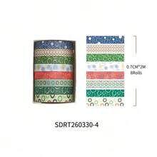 8 rollos de cinta washi con lunares, corazones y flores, cinta decorativa rasgable a mano, perfecta para collages de diarios manuales, envolver regalos, hacer tarjetas y scrapbooking - Multicolor - Ver 10