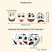 4pcs/Set Cartoon Face Stickers, Self-Adhesive, Suitable For Plastic Surfaces, Removable, Home Decor, Suitable For Trash Cans, Walls, Bathrooms, Refrigerators, Smooth Surfaces, Fun Theme Decoration, Cover Wall Imperfections, Wall Decals, Room Decoration - Multicolor - View 13