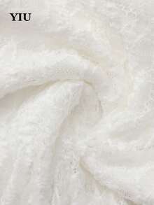 YIU 白色波希米亞風針織蕾絲迷你洋裝，女款無袖細肩帶設計，附荷葉邊下擺與傘裙，迷人性感短洋裝 - 白色 - 查看 8