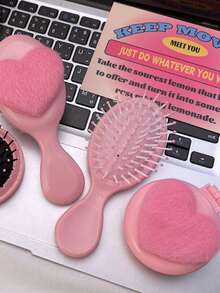 New Highly Attractive Small Portable Heart-Shaped Foldable Mirror Comb Mini Air Cushion Brush - Multicolor - View 8