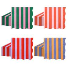 20/40/60pcs Bright Vertical Stripe Wavy Edge Disposable Paper Napkins, 4 Colors Available, 2-Ply Wavy Edge Summer Beach Style Color Block Print Napkins, Suitable For Tropical Brunch, Outdoor Picnic, Garden Party, Colorful Birthday Tableware, 13*13 Inches - View 1