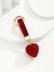 Hot-Selling New DIY Handmade Cute 3D Rhinestone Strawberry Keychain, 1pc Realistic Fruit Car Key Book Bag Charm, Mother's Day Gift, Girlfriend Gift, Bag Decoration Pendant, Holiday Creative Gift, Event Favor, Suitable For Daily Use - Multicolor - View 5