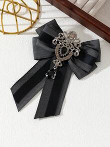 1pc Elegant Design, Glamorous Accessories, College Badge, Bow Decor, Sparkling Rhinestone Brooch, Charming Jewelry Brooch, Date Night Gift, Suitable For Daily Wear - classic - View 6