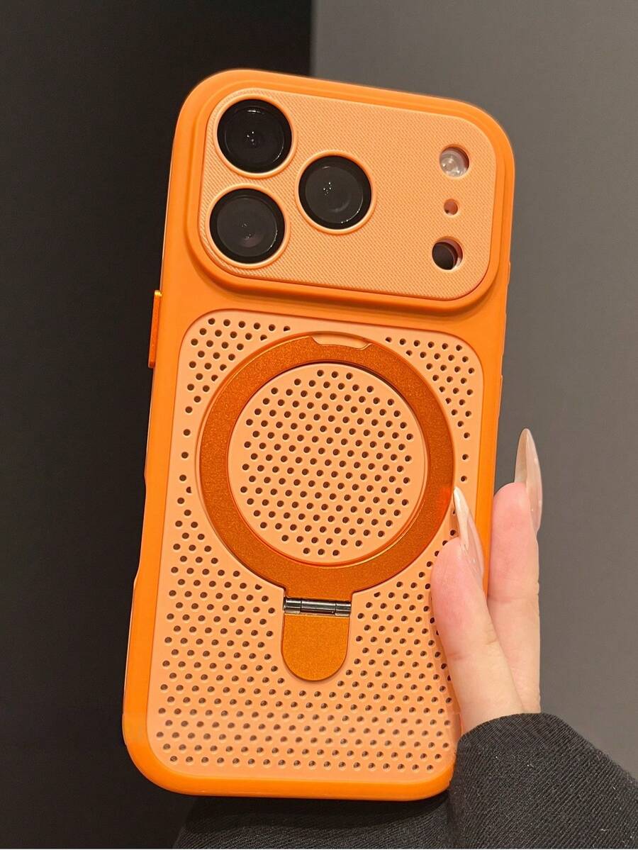 1 buah Casing Ponsel Magnetik Ring Holder Tak Terlihat yang Bernapas dan Mampu Membuang Panas, Kompatibel dengan iPhone 17 Pro Max 16 15 14 13 12 Pro Max Plus, Penutup Silikon Lembut untuk Pengisian Daya Nirkabel
