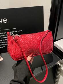 Nueva bolsa de hombro versátil y de moda con textura, bolso de mano para mujer - Rojo 2 - Ver 2