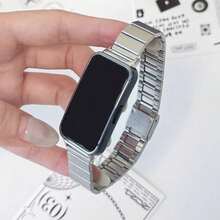 適用於 Band 11pro 11 10 9 8 不鏽鋼金屬扣細款智慧手錶錶帶 時尚設計 耐刮損 - 銀色 - 查看 3
