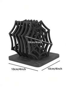 Halloween Spider Web Wooden Coaster, Creative Hollow Desktop Decoration, Gothic Style Personalized Pot Holder, Suitable For Party, Wedding, Birthday, Holiday, Home Decor - Black - View 4