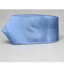 1 buah Dasi Pria Polos Biru Muda Bergaris Halus Bertekstur Ringan Buatan Tangan, Cocok untuk Sekolah, Jas, Perjalanan dan Pemakaian Sehari-hari - Baby Blue - View 3