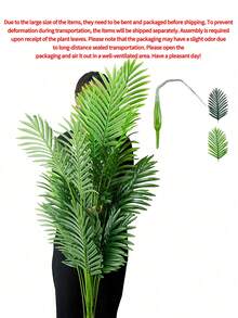 2pcs Artificial Plants, 60-125cm Tall, Including Fake Palm Tree, Tropical Palm Leaves And Tall Trees. Realistic Plastic Monstera Leaves Suitable For Home, Kitchen, Outdoor And Office Indoor Decor. - Multicolor - View 9