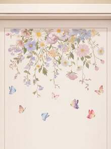mama look 1pc Flower & Butterfly Wall Sticker, Wildflower Grass & Butterfly, PVC Self-Adhesive Removable, Suitable For Bedroom, Living Room, Study, Dining Room, Bathroom, Home Wall Decor, Room Decoration - Multiple Styles - View 16