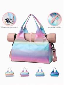Yoga Sports Fitness Bag Unisex With Shoe Compartment And Dry/Wet Separation Storage Bag, Adjustable Yoga Mat Strap, Travel Luggage Tote Bag, Fitness Shoulder Bag - Multicolor - View 2
