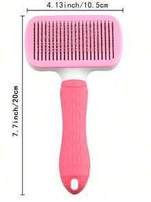 1pc Pet Grooming Brush, Self-Cleaning Deshedding Comb For Dogs & Cats, One-Click Hair Removal Slicker Brush, Undercoat Removal And Massage Tool For Detangling, Reducing Shedding And Daily Pet Care Supplies - Pink - View 6