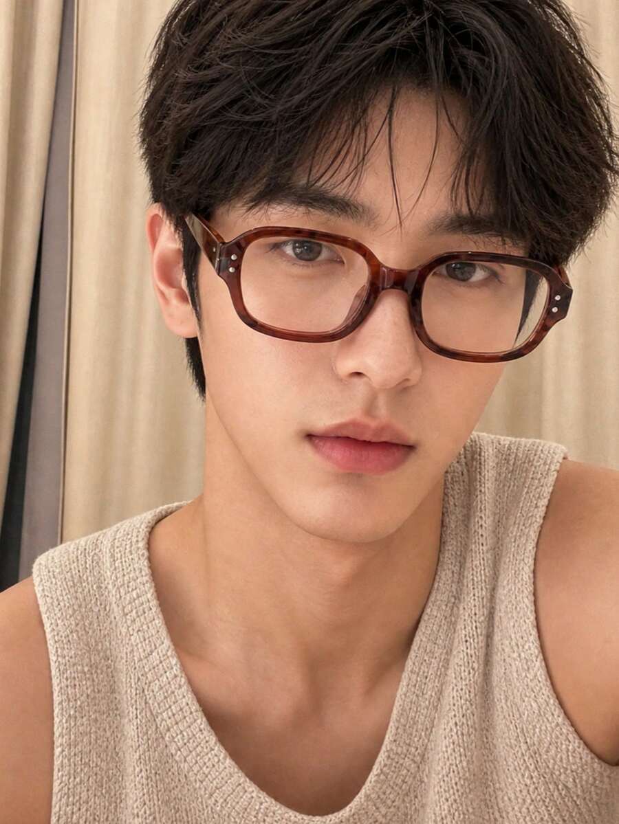 1pc Vintage Rectangular Fashion Clear Lens Glasses Unisex Y2K Style Minimalist Outfit Accessory Lightweight Comfortable - Multicolor - View 1