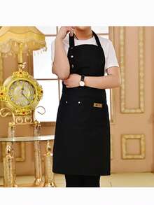 1pc Fabric Kitchen Apron For Hair Salon, Adjustable Shoulder Straps, Dual Pockets, Unisex, Chef BBQ Restaurant Bar Shop Cafe Nail Studio Work Uniform Apron - Multicolor - View 10