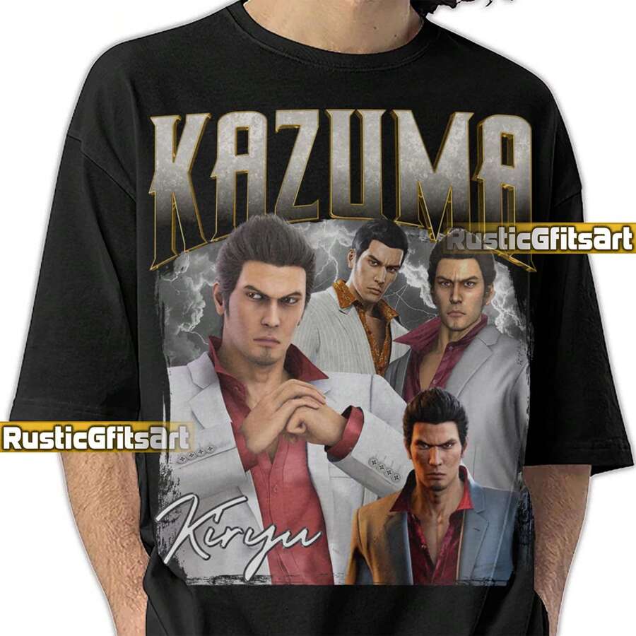 KAZUMA KIRYU YAKUZA Shirt, Kazuma Kiryu RetroT-Shirt, Joryu Yakuza Like A Dragon Vintage Bootleg Tees, Taichi Suzuki Fans Gift - Black - View 1