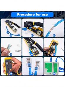 Jadeshay - 157pcs RJ45 Crimp Herramientas Kit Cortador de Alambre Ethernet Crimper de Red Herramienta de Aleta de Desmontaje Multifunción del Mango Ergonómico del Probador de Cable para Cat5 5E 6 6A - como en la imagen - Ver 5