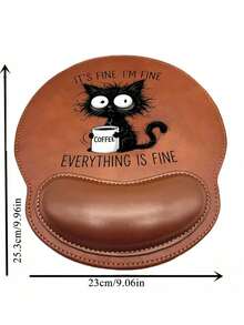 Wrist Rest Mouse Pad, Angry Work Cat Pattern Design, Ergonomic Design, With Wrist Rest, Faux Leather Material, Comfortable Fit, Provides Smooth Wrist Support, Computer Desk Pad, Office Keyboard Pad, Desktop Protection Pad, Non-Slip Base, Suitable For Gaming, Computer, Laptop, Office And Home Use, Graduation Season Souvenir, Ideal Choice For Office And Gaming, Perfect Gift For Valentine's Day, Mother's Day - Multicolor - View 11