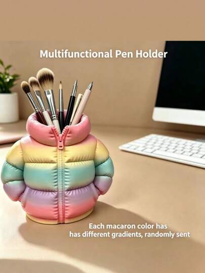Diseño de Lujo Ligero Macaron Soporte Multifuncional para Bolígrafos, Cubo de Almacenamiento de Brochas de Maquillaje, Soporte para Lápices de Cejas, Soporte para Bolígrafos de Estudiantes, Soporte para Pinceles de Pintura, Decoración de Almacenamiento de Escritorio