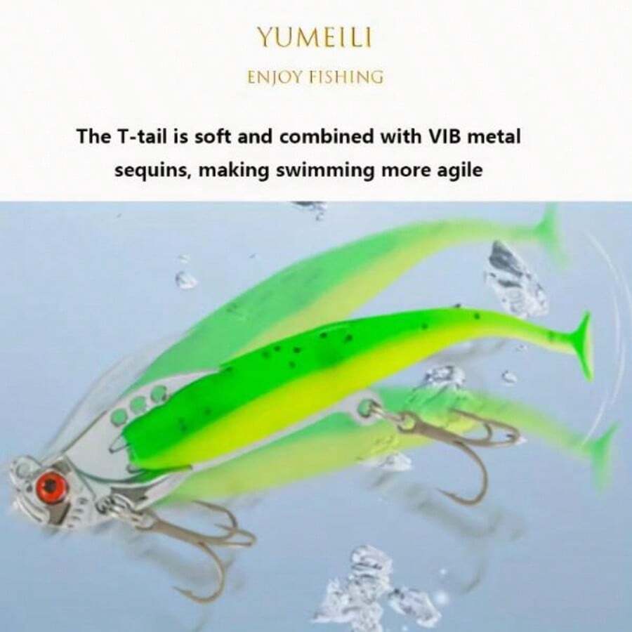 4PCS Lure Hard Bait 3-Hole VIB With Realistic Fish Eyes, Metal VIB Fishing Lure With Soft Bait Attachment - Multicolor - View 1