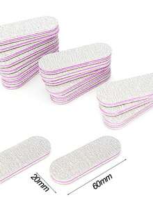 10pcs 6cm Mini Double-Sided Nail File Purple & White Striped Portable Small Nail Buffer High-Quality Wear-Resistant Sandpaper Travel Wearable Nail Filing Tool - Multicolor - View 2