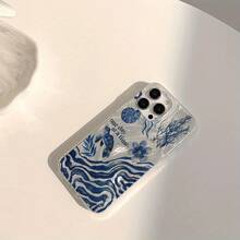 Funda para Teléfono - Yusha.Una Funda Azul con Diseño Floral de Animales, Compatible con iPhone 17/16/15/14/13/12/11/XS/XR/X/7/8 Plus/Pro/Max/Mini - Una Funda Protectora Completa Personalizada con un Diseño Creativo, Elegante y Minimalista, Adecuada Tanto para Hombres Como para Mujeres - Estilo 1 - Ver 3