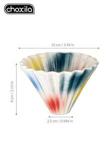 choxila 1pc Rainbow Ceramic Coffee Dripper Cup, Colorful Pour-Over Coffee Filter Cup, Cake Cup, Coffee Filter Cup, Pour-Over Coffee Filter Cup - Rainbow Origami Filter Cup - View 10