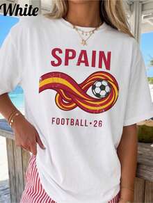 A Comfortable And Stylish Unisex T-Shirt, Football Cup T-Shirt, Spanish National Football Team T-Shirt, LRDQ Football Fan T-Shirt - 白色 - 查看 1