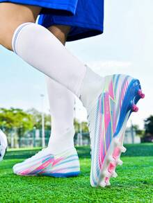 Sepatu Sepak Bola Pria Model Tinggi dengan Stud Panjang, Sepatu Olahraga untuk Latihan dan Pertandingan di Lapangan Rumput Luar Ruangan - Putih - View 7