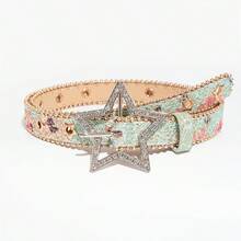 1件女款Y2K星系列星形水鑽雕刻金屬扣鏤空星星腰帶，牛仔褲配件腰帶，適合日常穿著 - 多色 - 查看 11