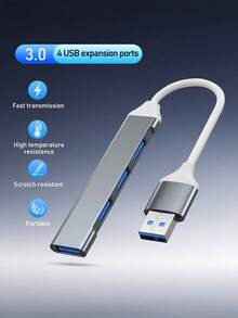 USB 3.0 扩展集线器，多端口分线器，笔记本电脑 USB 扩展坞，4 端口 USB 扩展，支持 U 盘、移动硬盘、键盘、鼠标和其他设备 - 彩色 - 查看 13